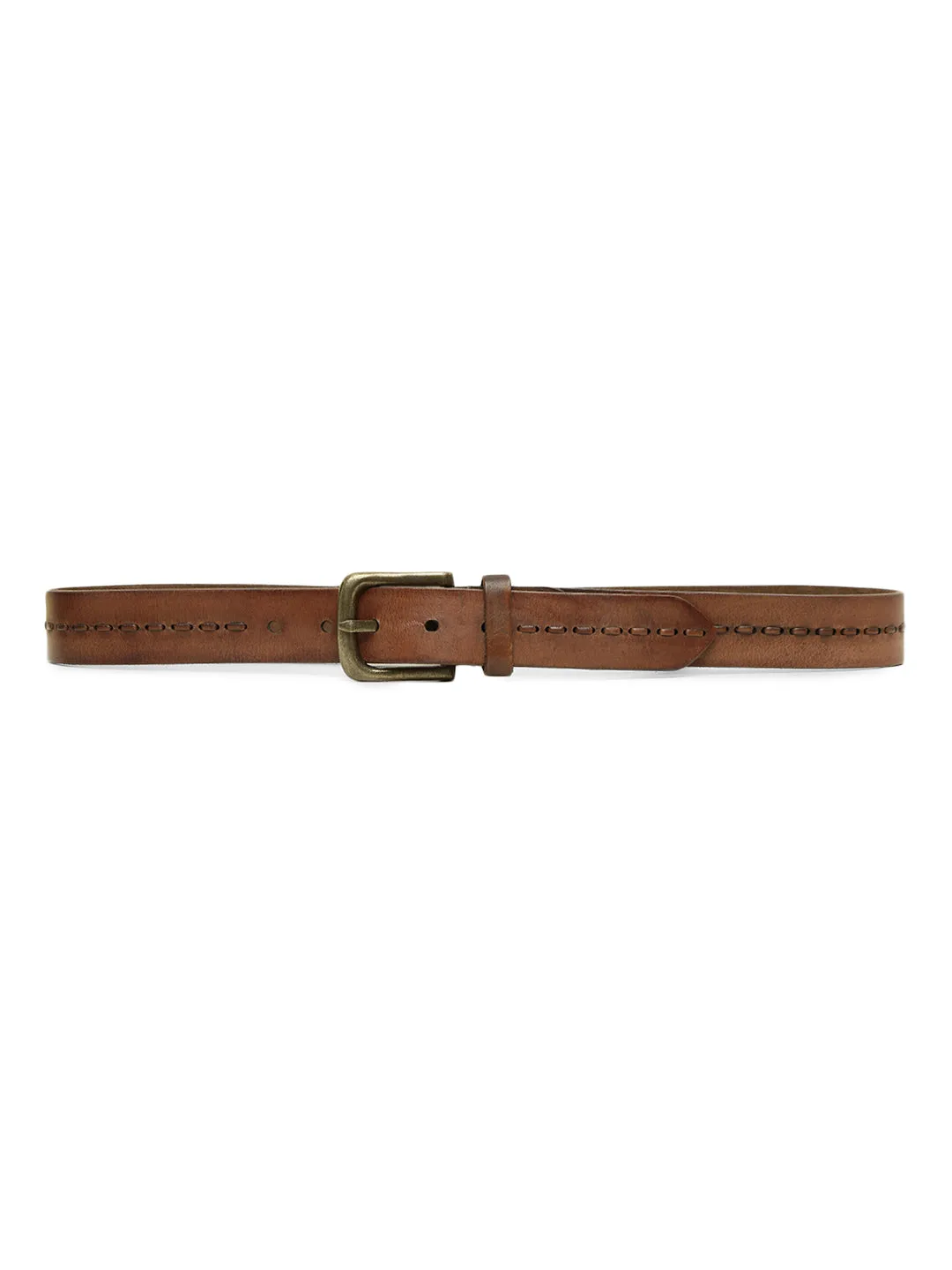 Genuine Brown Leather Crafted Men's Belt