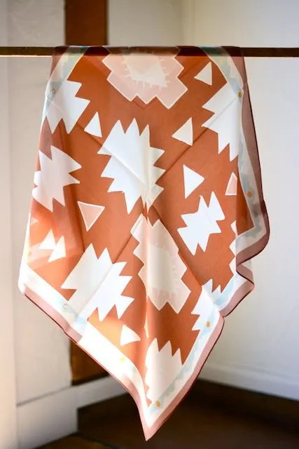 Geometric Mountains: Western Scarf Bandana Silk Tencel Wildrag