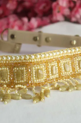 Handcrafted Golden Beaded Belt - Traditional Design | Artisan Accessory