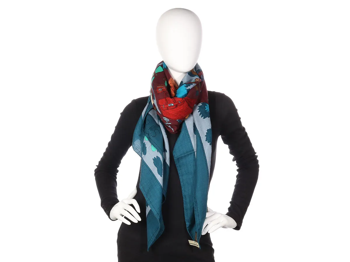 Hermès Monsieur et Madame Cashmere Silk Shawl 140cm