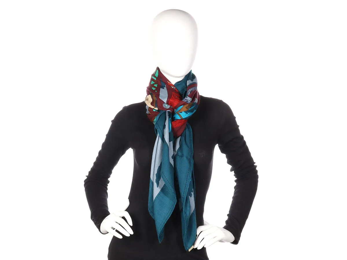 Hermès Monsieur et Madame Cashmere Silk Shawl 140cm