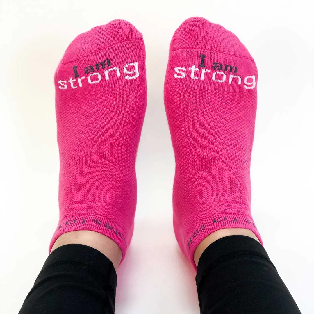 I am strong™ bright pink low-cut socks