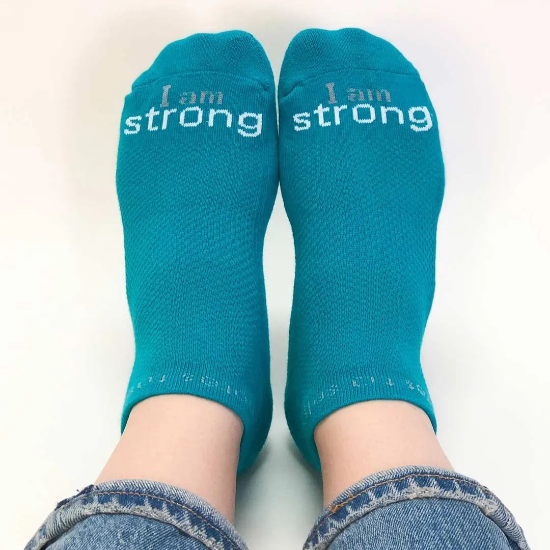 I am strong™ teal blue low-cut socks