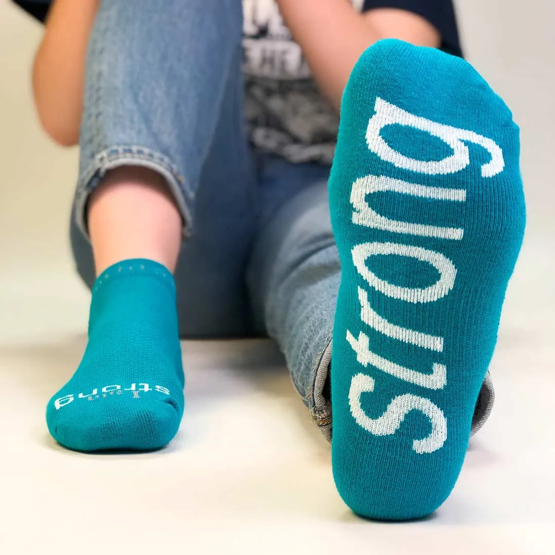 I am strong™ teal blue low-cut socks