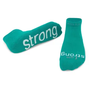 I am strong™ teal blue low-cut socks