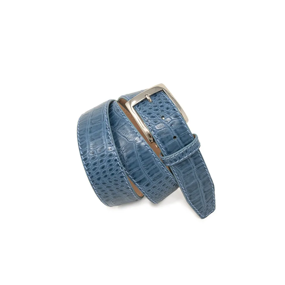 Italian Matte Mock Crocodile - Blue Jean - 40mm