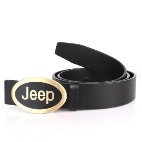 Jeep Men's Black Genuine Leather Black Belt