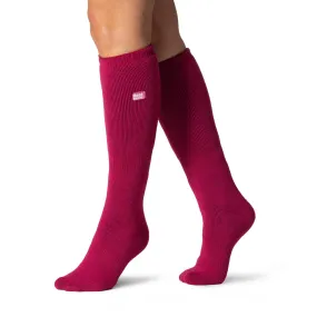 Ladies Lite Clover Long Thermal Socks - Raspberry