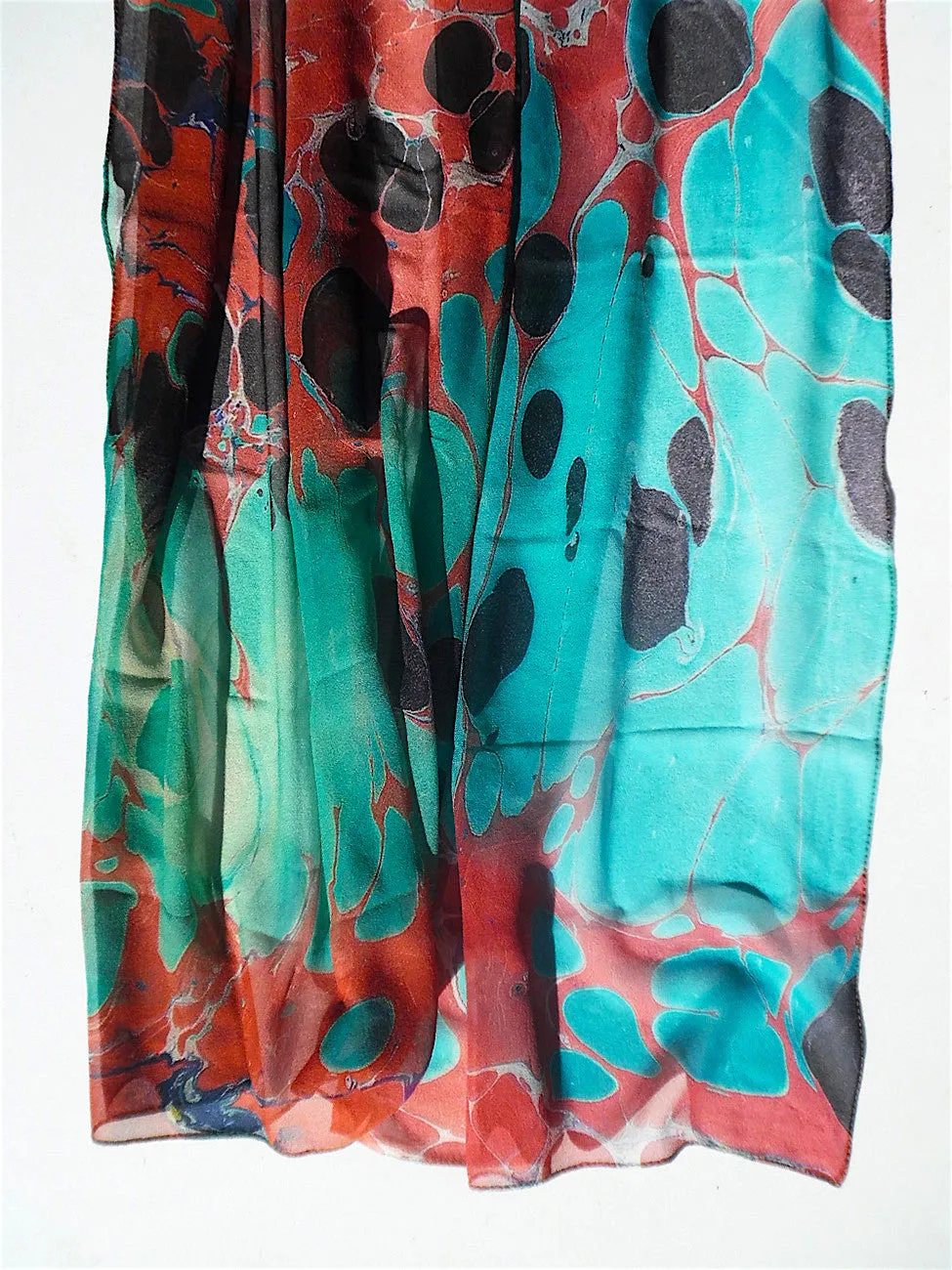 Marbleized Silk Chiffon Square Scarf Granite