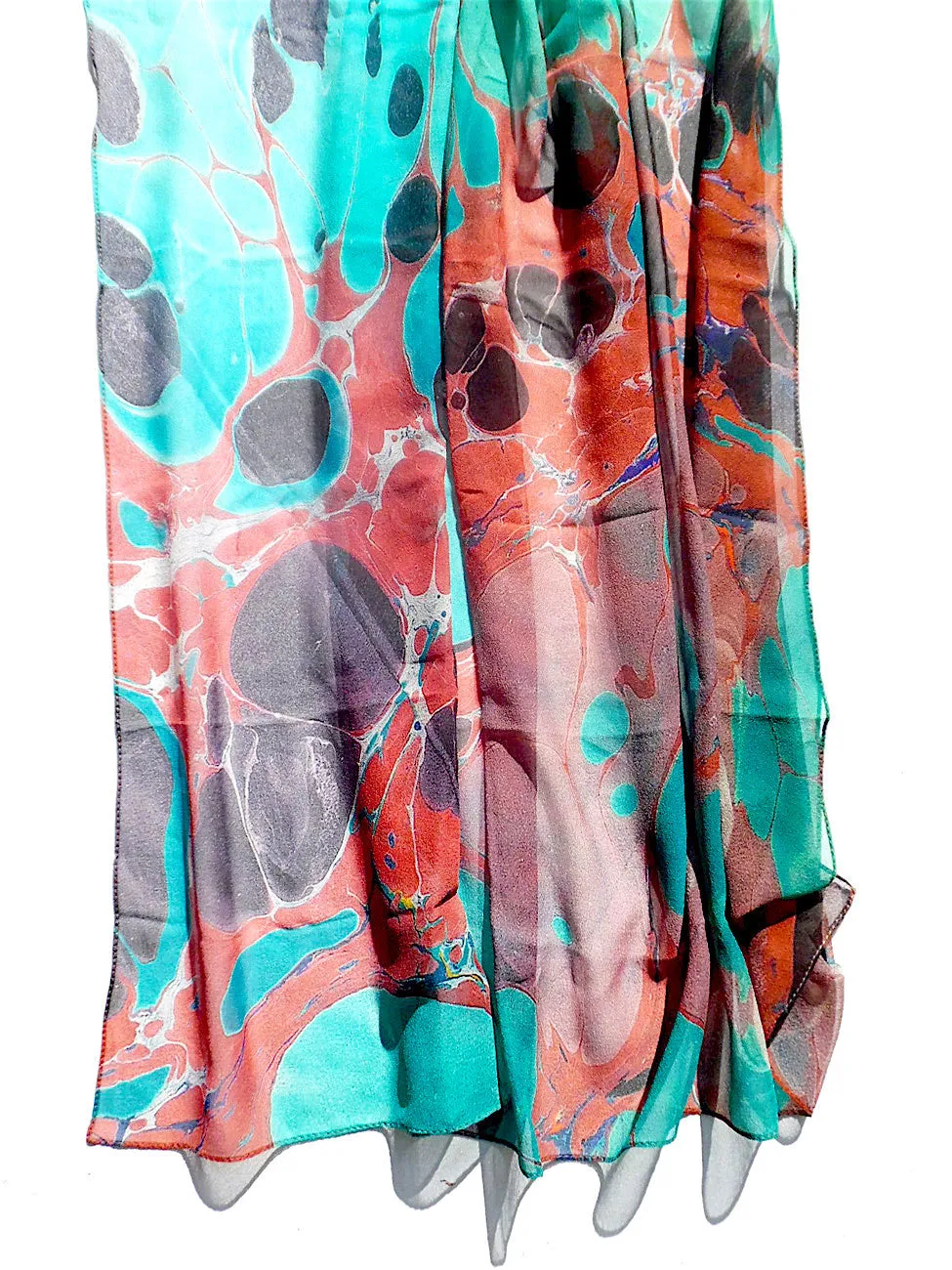 Marbleized Silk Chiffon Square Scarf Granite