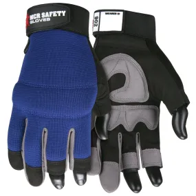 MCR Safety 902 Fasguard Synthetic Leather Work Gloves with 3 Fingerless Design Multi-Task Mechanics Glove (1 Pair)