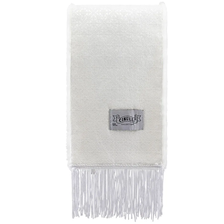 Mens Cirulli White Shabbos Scarf With Fur #4