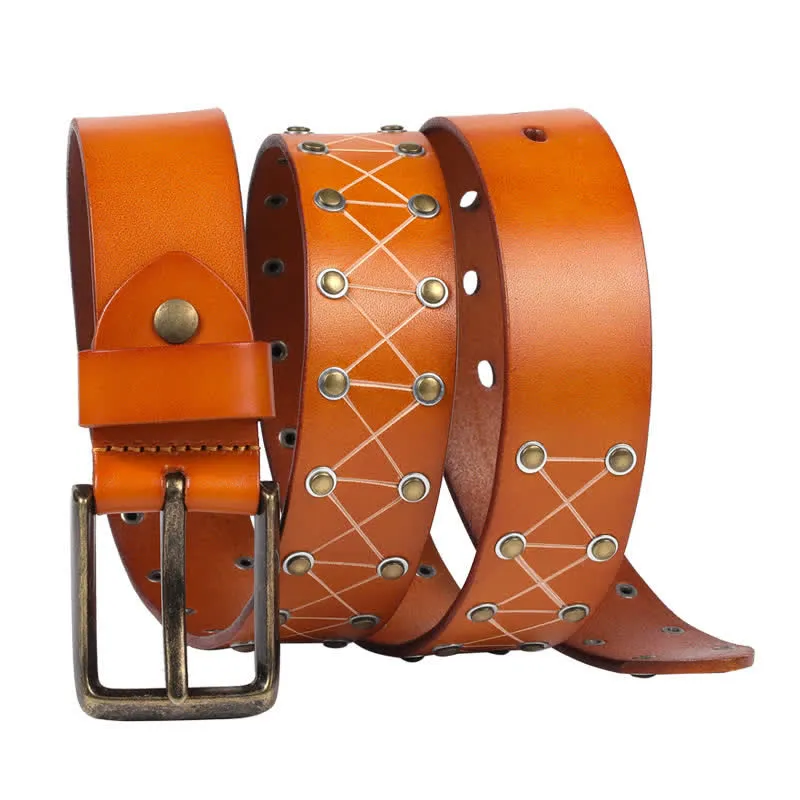 Men's Punk StyLe Rivets Studded Vintage Leather Belt