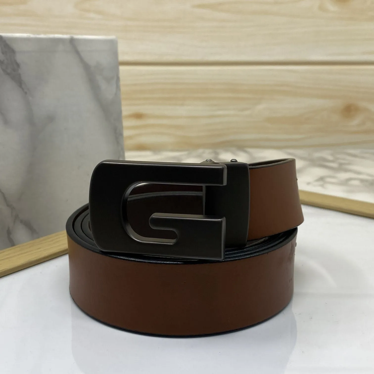 Metal  G-Shape Leather Strap Belt-JonasParamount