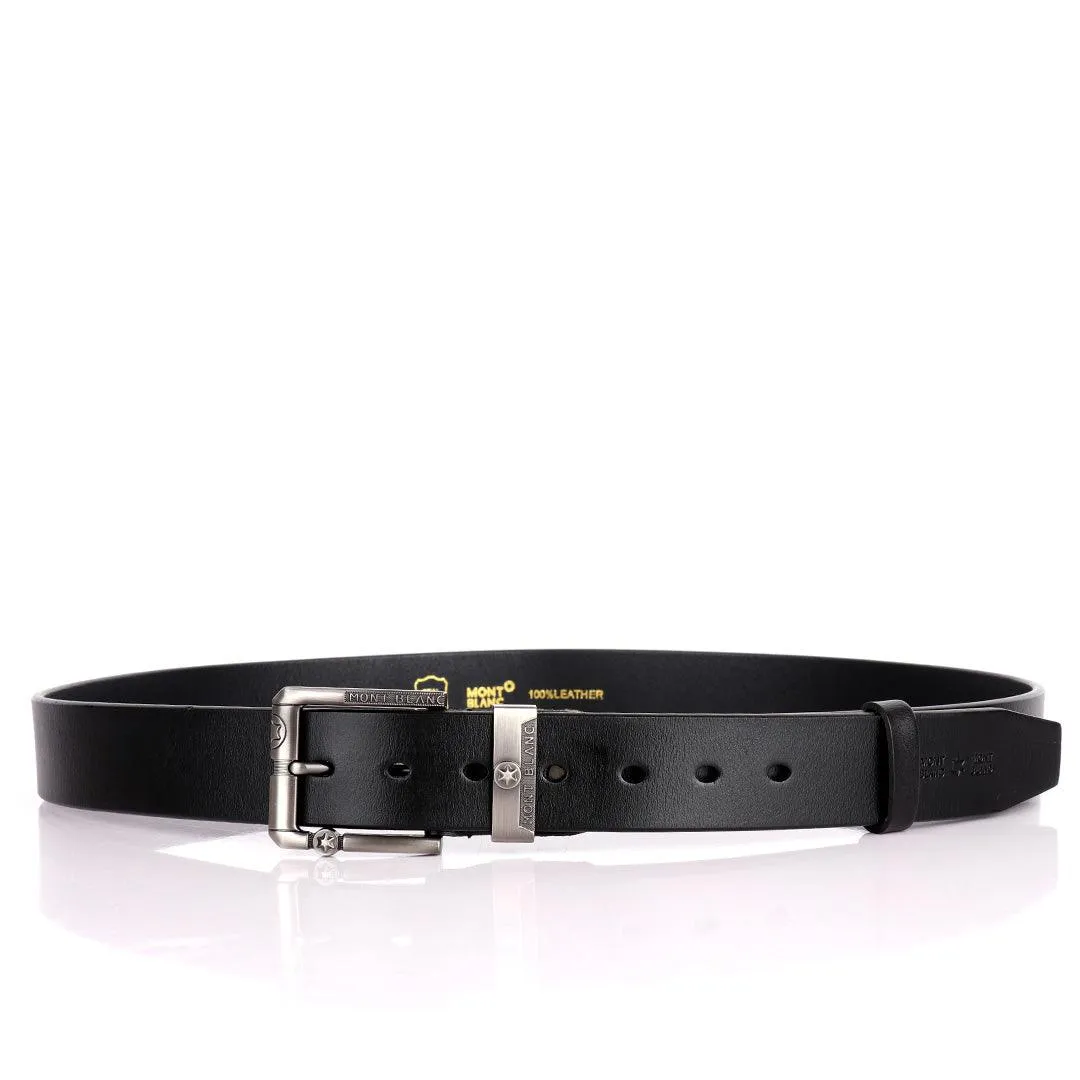 Mont Blanc Men's Formal Leather Belt- Black