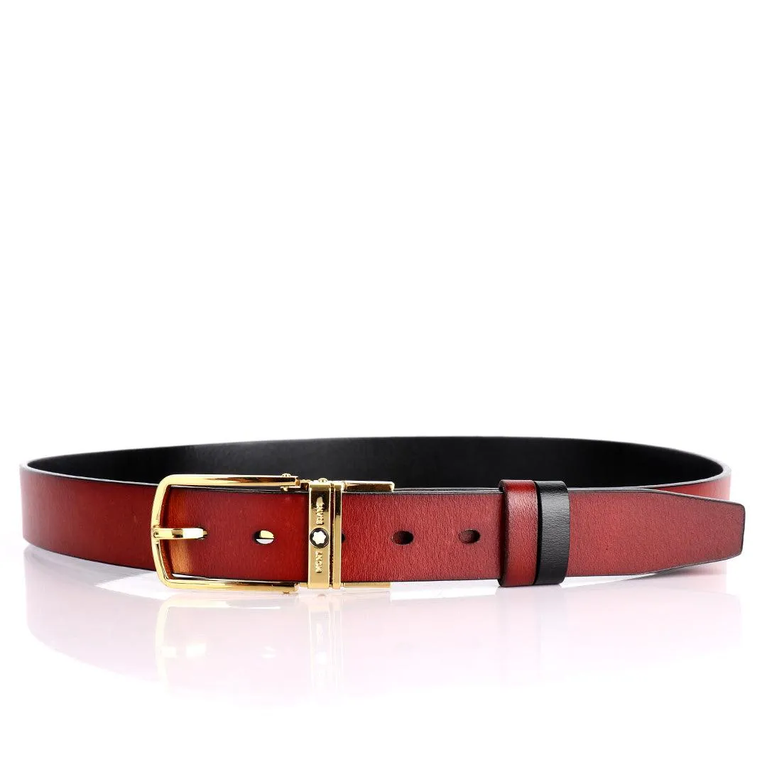 Mont Blanc Men's Reversible Formal Leather Belt- Black And Brown