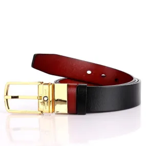 Mont Blanc Men's Reversible Formal Leather Belt- Black And Brown