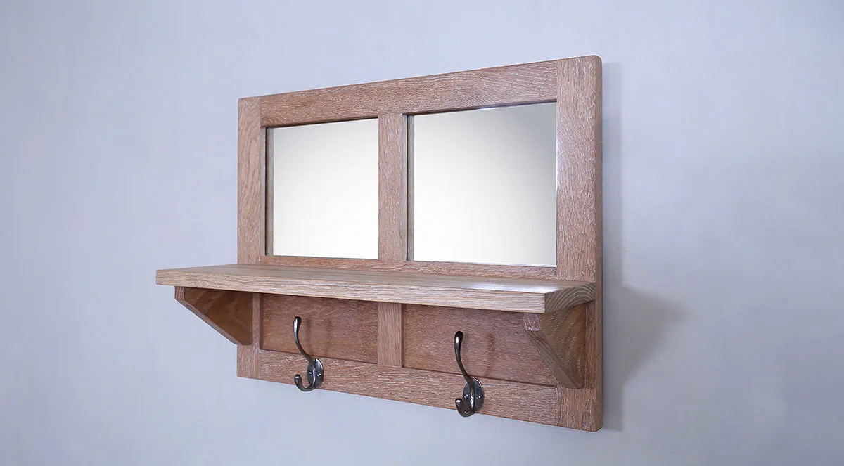 Mudroom Wall Shelf with 2 Mirrors