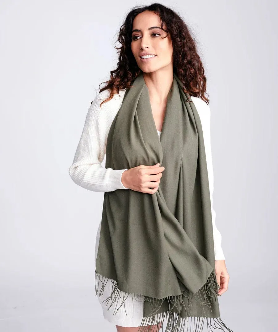 Pia Rossini Pashmina Scarf in Khaki