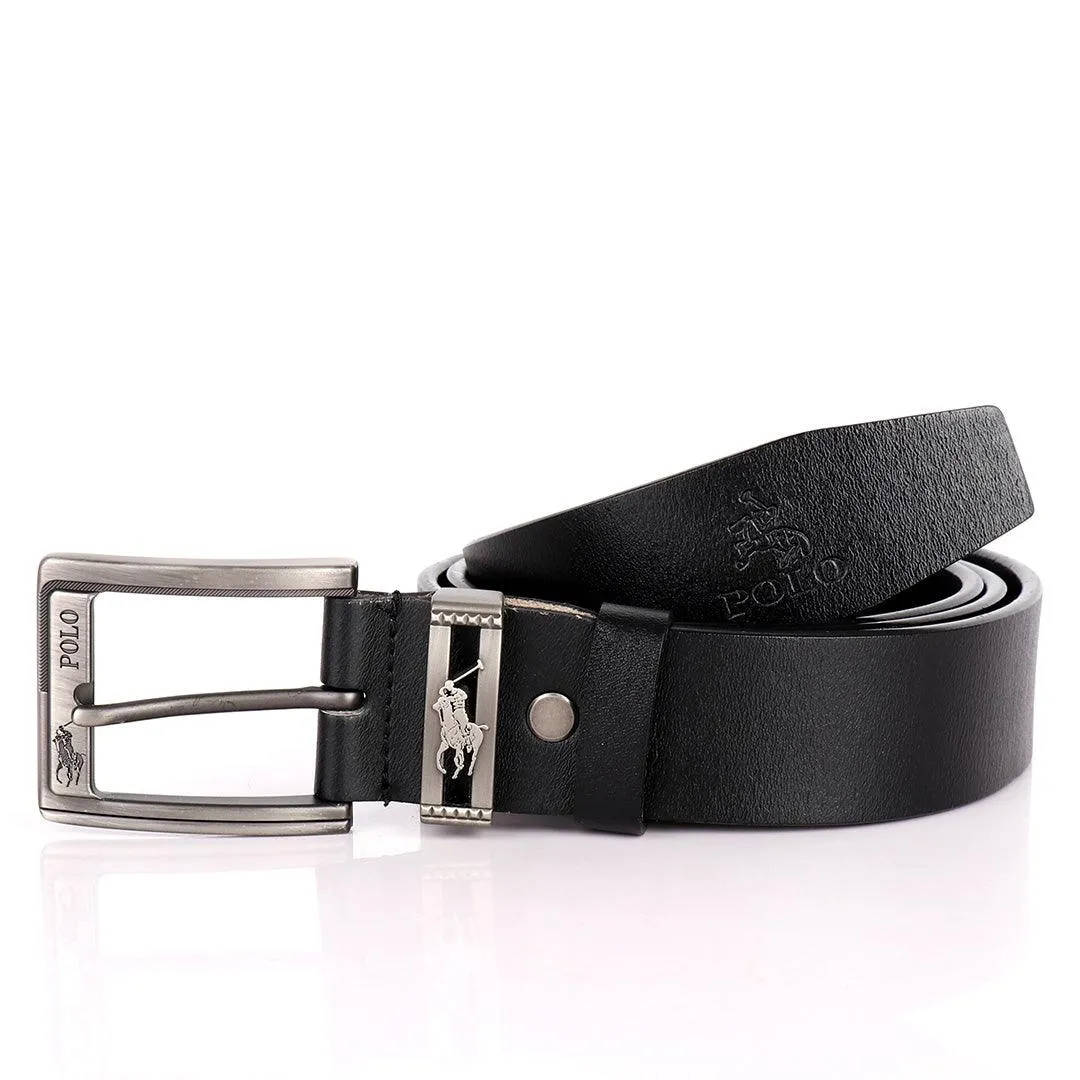 PRL Pony Logo Classic Leather Black Belt