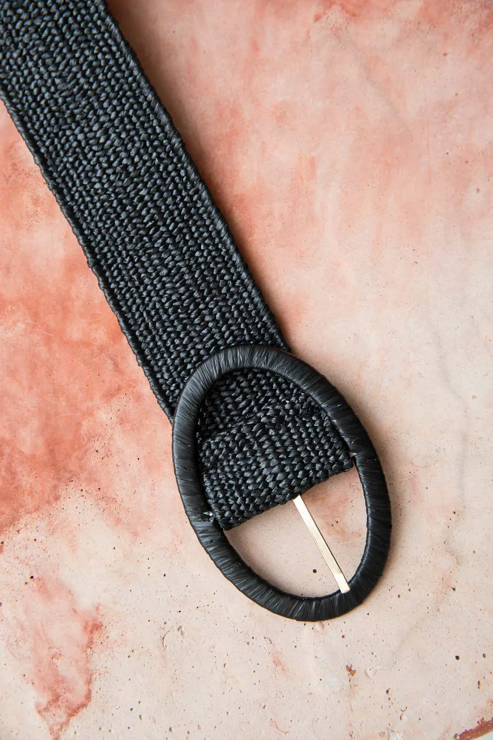 Raffia Oval Buckle Belt