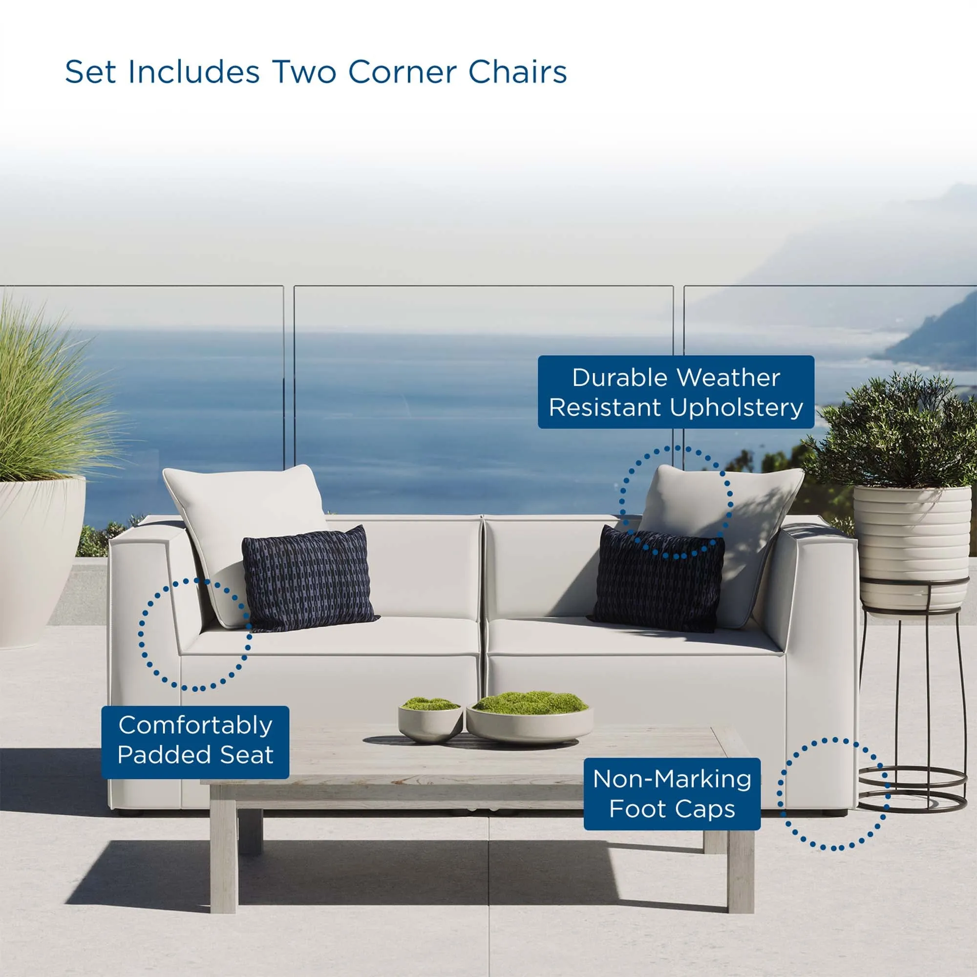 Saybrook Outdoor Patio Upholstered 2-Piece Sectional Sofa Loveseat by Modway