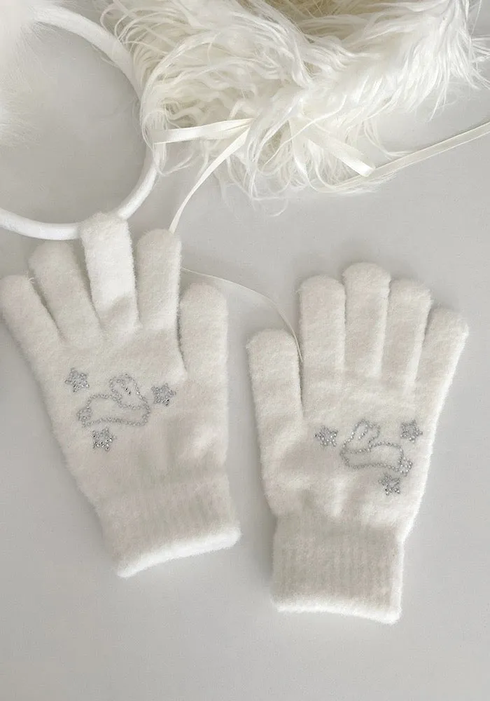 Soft Bunny Wonderland Faux Wool Gloves