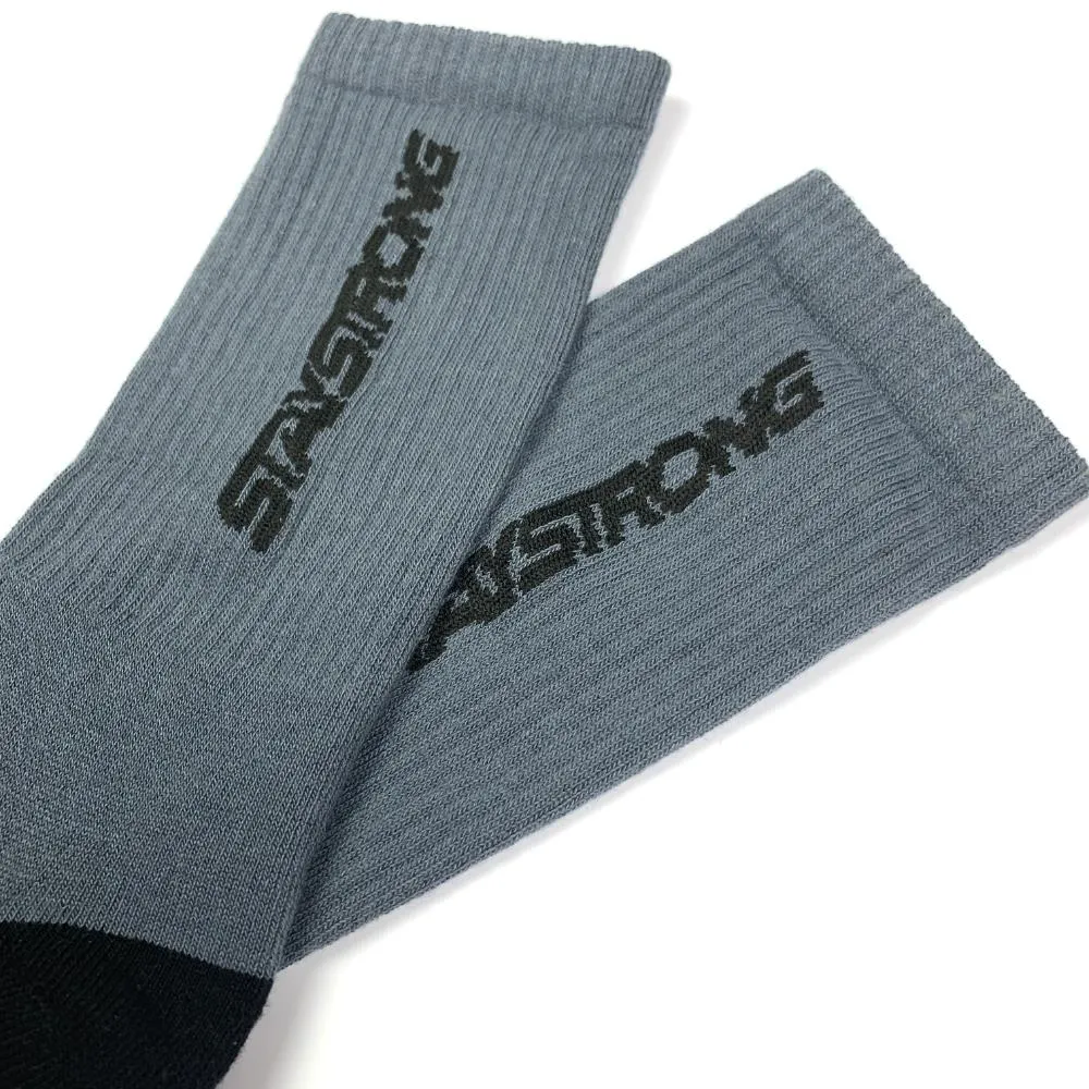 Stay Strong Word Socks - Grey