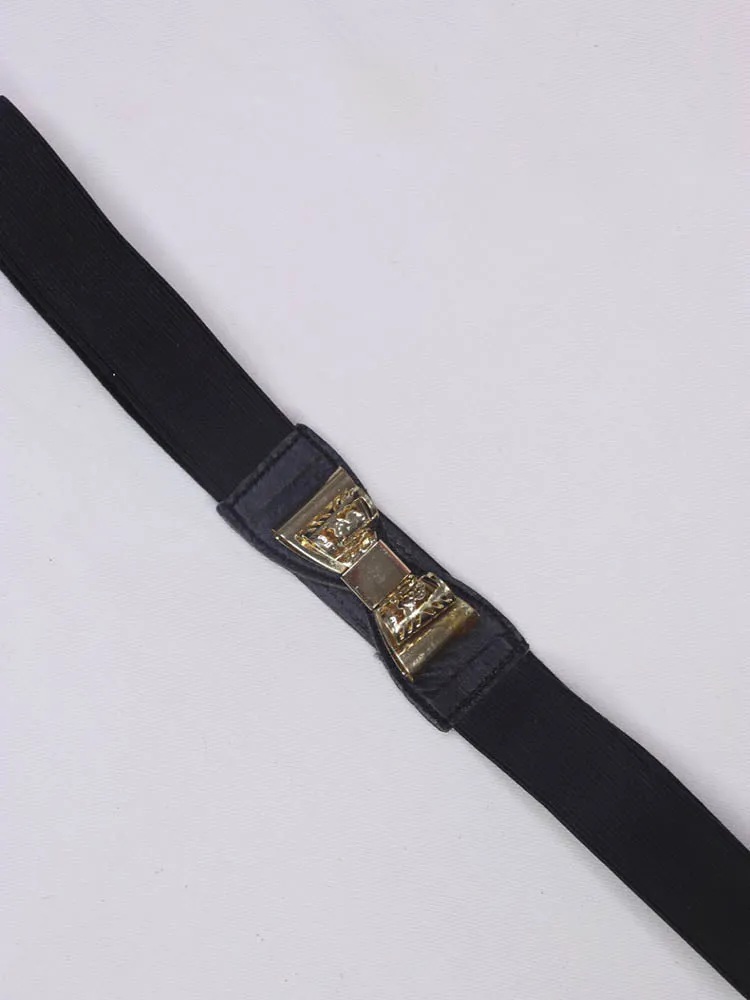 Stylish Black Bow Elastic Belt for Women - Professional Accessory