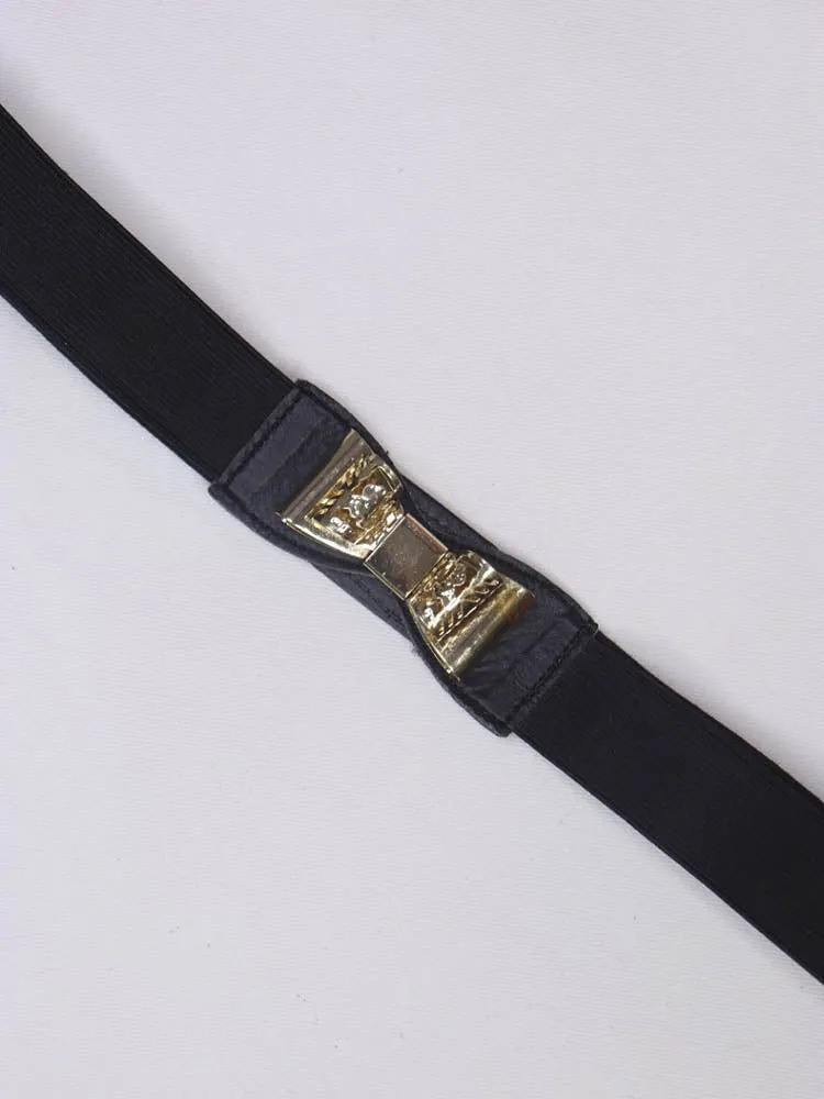 Stylish Black Bow Elastic Belt for Women - Professional Accessory