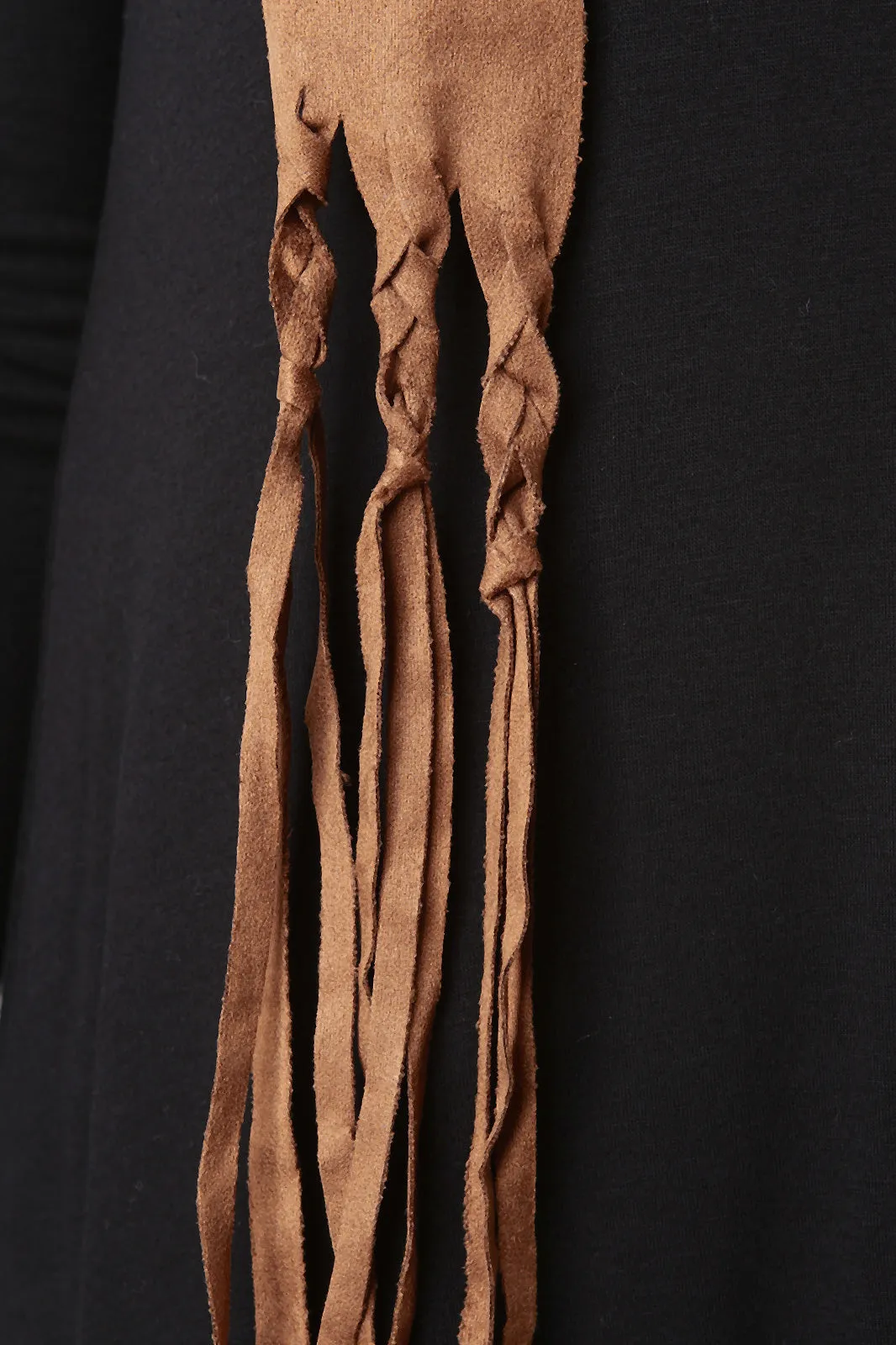 Suede Braided Fringe Scarf