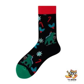 TikSocks|Christmas Socks-Christmas Dinosaur Socks