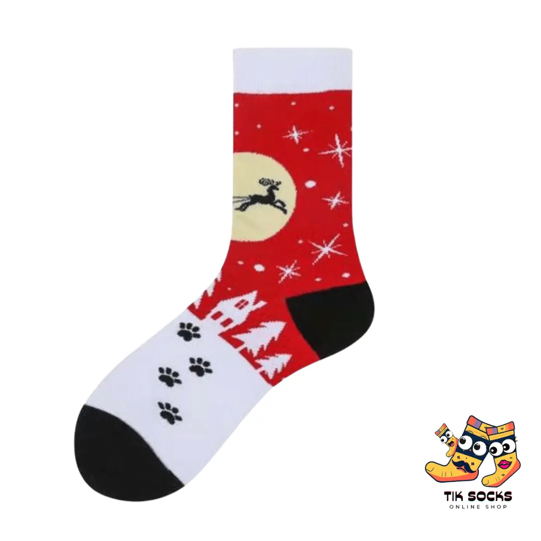 TikSocks|Christmas Socks-Elk Moonlit Night Socks