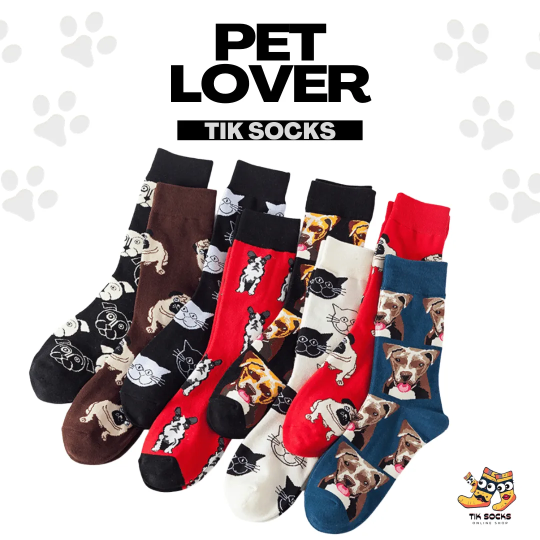 TikSocks|Fun Socks-Dog Print Brown Socks-Face