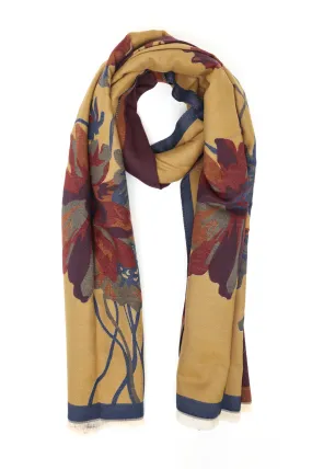 TIMELESS FLORAL SCARF-MUSTARD