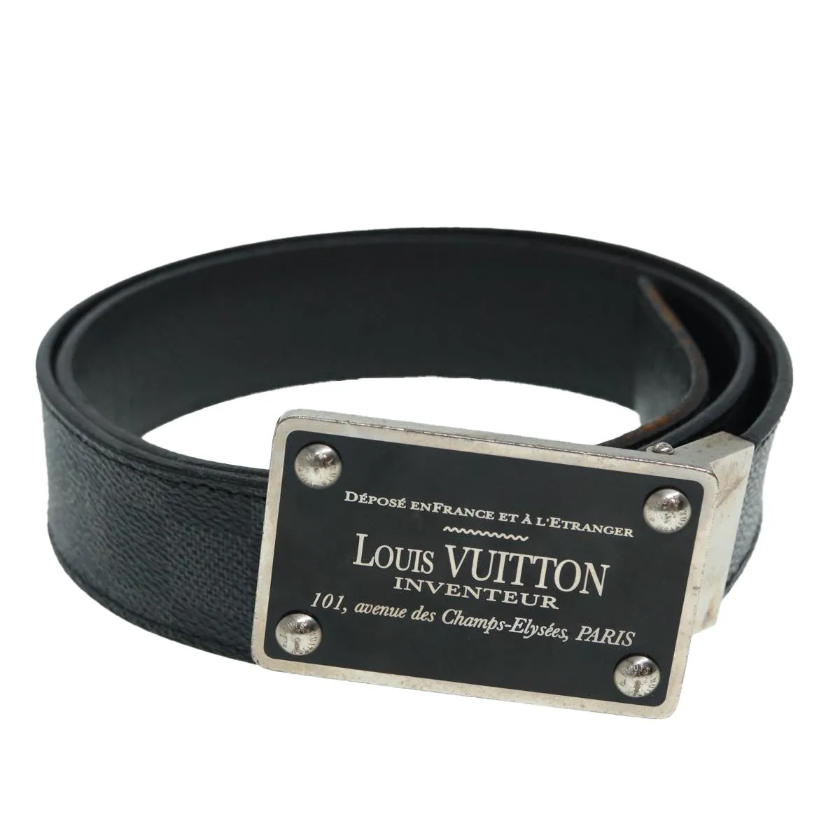 Trendy Inspired Louis Vuitton Damier Graphite Ceinture Amban Tour Belt M9632v Lv Auth Ki4850