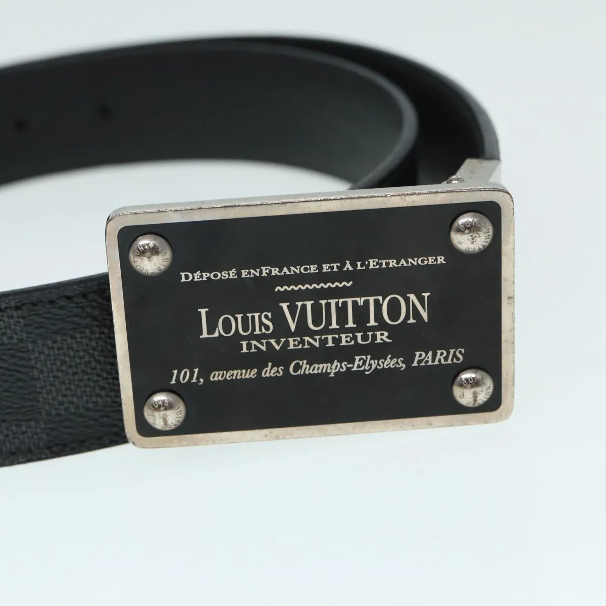 Trendy Inspired Louis Vuitton Damier Graphite Ceinture Amban Tour Belt M9632v Lv Auth Ki4850